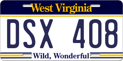 WV license plate DSX408