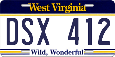 WV license plate DSX412