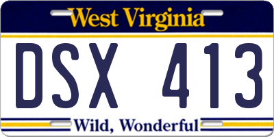 WV license plate DSX413