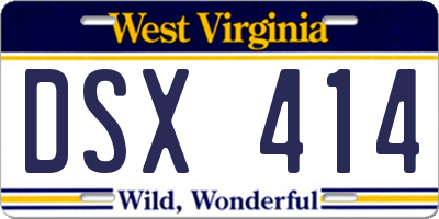 WV license plate DSX414