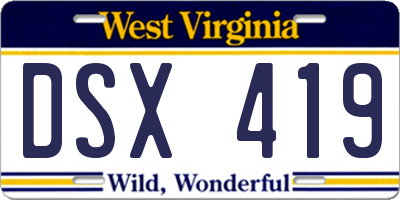 WV license plate DSX419