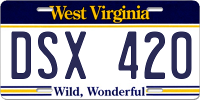 WV license plate DSX420