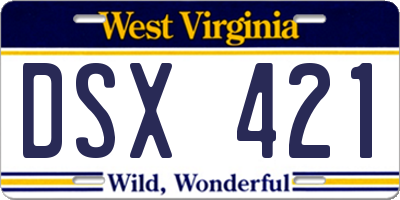 WV license plate DSX421
