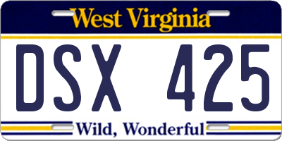 WV license plate DSX425