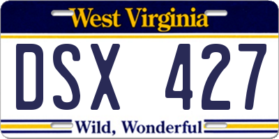 WV license plate DSX427