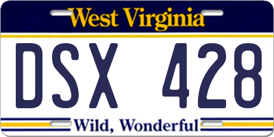 WV license plate DSX428