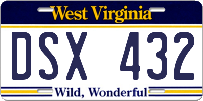 WV license plate DSX432