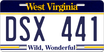 WV license plate DSX441