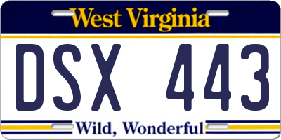 WV license plate DSX443