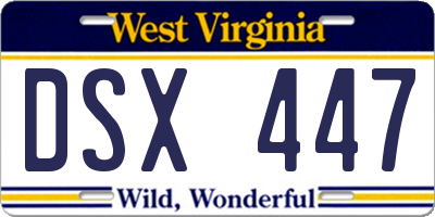 WV license plate DSX447