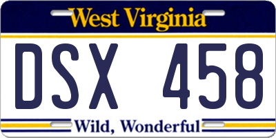 WV license plate DSX458
