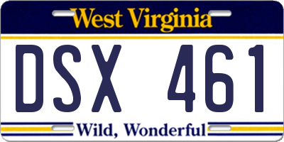 WV license plate DSX461