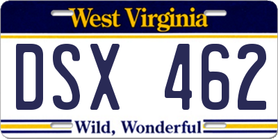 WV license plate DSX462