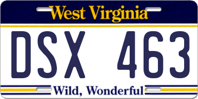 WV license plate DSX463