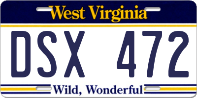 WV license plate DSX472