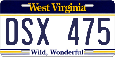 WV license plate DSX475