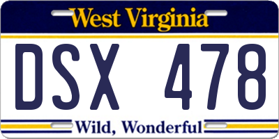 WV license plate DSX478