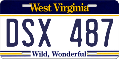 WV license plate DSX487