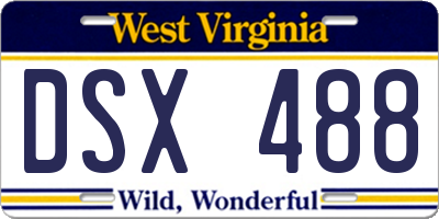 WV license plate DSX488