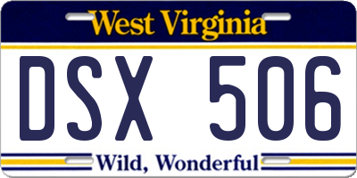 WV license plate DSX506