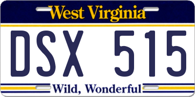 WV license plate DSX515