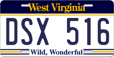 WV license plate DSX516