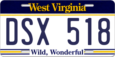 WV license plate DSX518