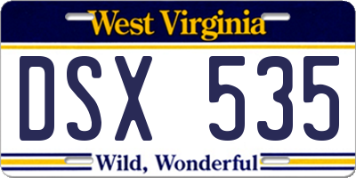 WV license plate DSX535