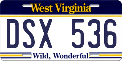 WV license plate DSX536