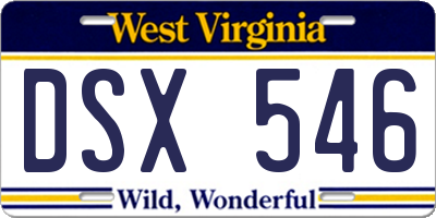 WV license plate DSX546