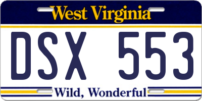 WV license plate DSX553
