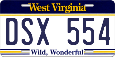 WV license plate DSX554