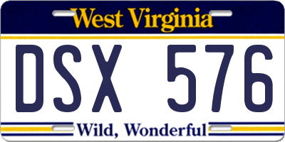 WV license plate DSX576