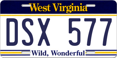 WV license plate DSX577