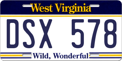 WV license plate DSX578