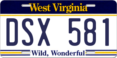 WV license plate DSX581
