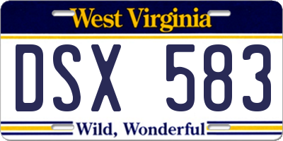 WV license plate DSX583