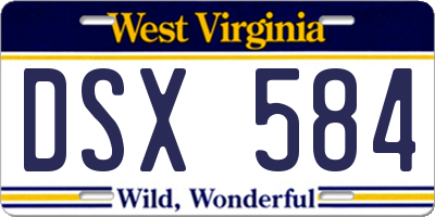 WV license plate DSX584