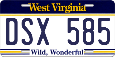 WV license plate DSX585