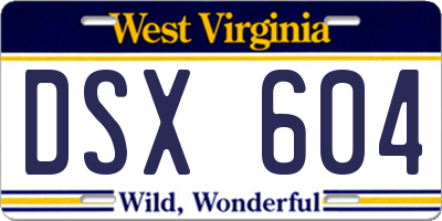 WV license plate DSX604
