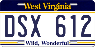 WV license plate DSX612