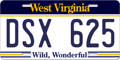 WV license plate DSX625