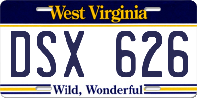 WV license plate DSX626
