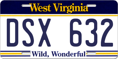 WV license plate DSX632