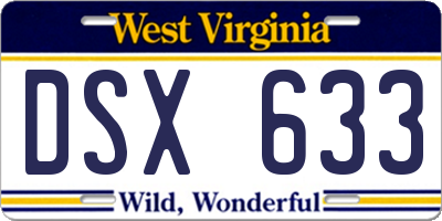 WV license plate DSX633