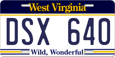 WV license plate DSX640