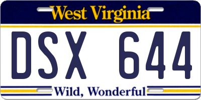 WV license plate DSX644