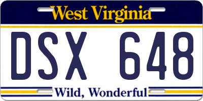 WV license plate DSX648