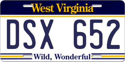 WV license plate DSX652