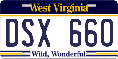 WV license plate DSX660